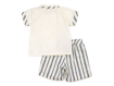 Immagine di Coccodè completo camicia + bermuda misto lino riga panna blu C59308 tg 12 mesi